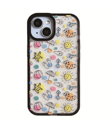 Coque iPhone 14 Plus Motif Plage et Animaux Ludiques