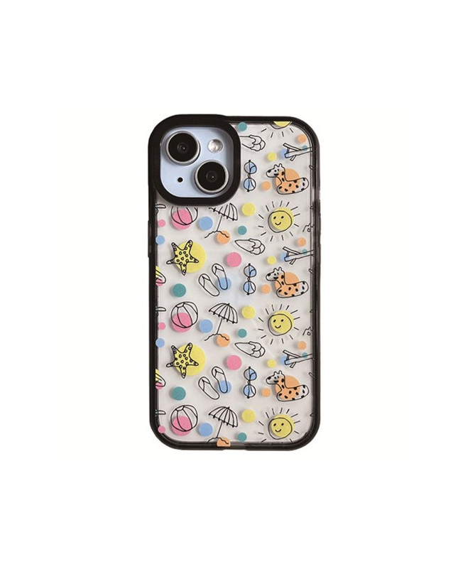 Coque iPhone 14 Plus Motif Plage et Animaux Ludiques