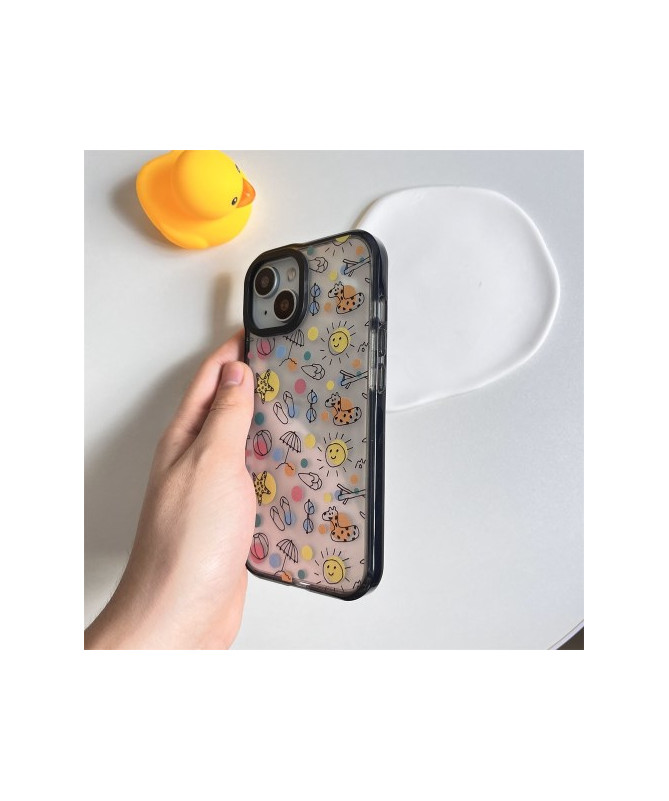 Coque iPhone 14 Plus Motif Plage et Animaux Ludiques