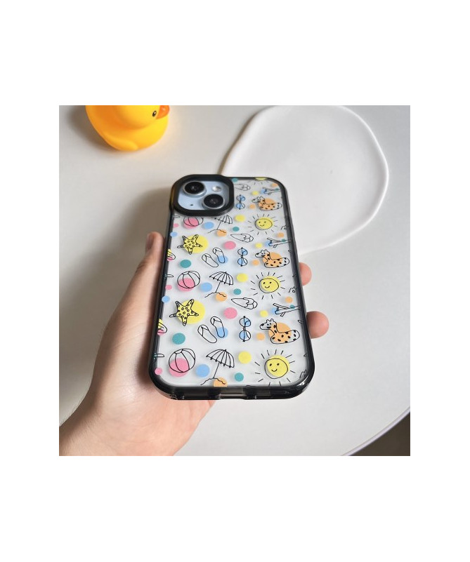 Coque iPhone 14 Plus Motif Plage et Animaux Ludiques