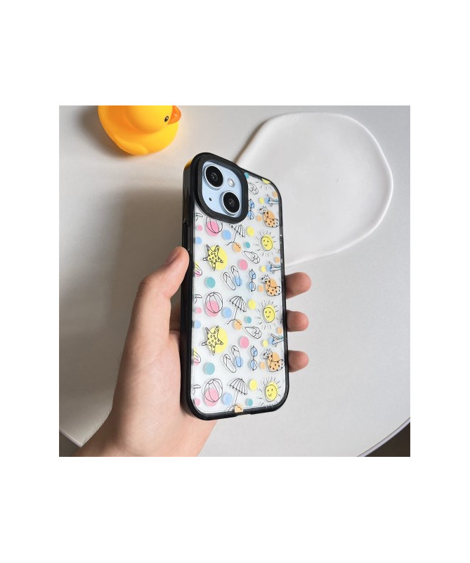 Coque iPhone 14 Plus Motif Plage et Animaux Ludiques