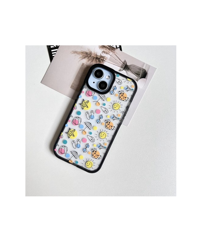 Coque iPhone 14 Plus Motif Plage et Animaux Ludiques