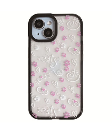 Coque iPhone 14 Plus Féline et Fleurs Roses