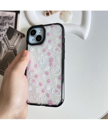 Coque iPhone 14 Plus Féline et Fleurs Roses