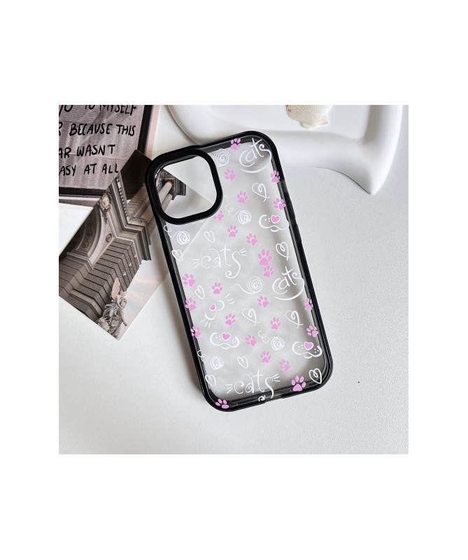 Coque iPhone 14 Plus Féline et Fleurs Roses