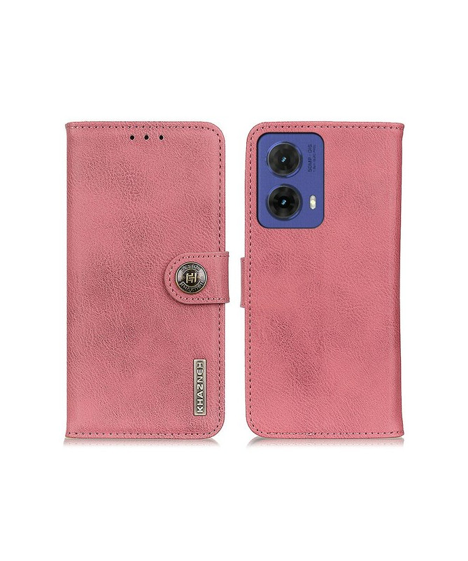 Housse Moto G85 5G imitation cuir rétro