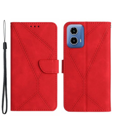 Housse Moto G85 5G Lines effet cuir rétro - rouge