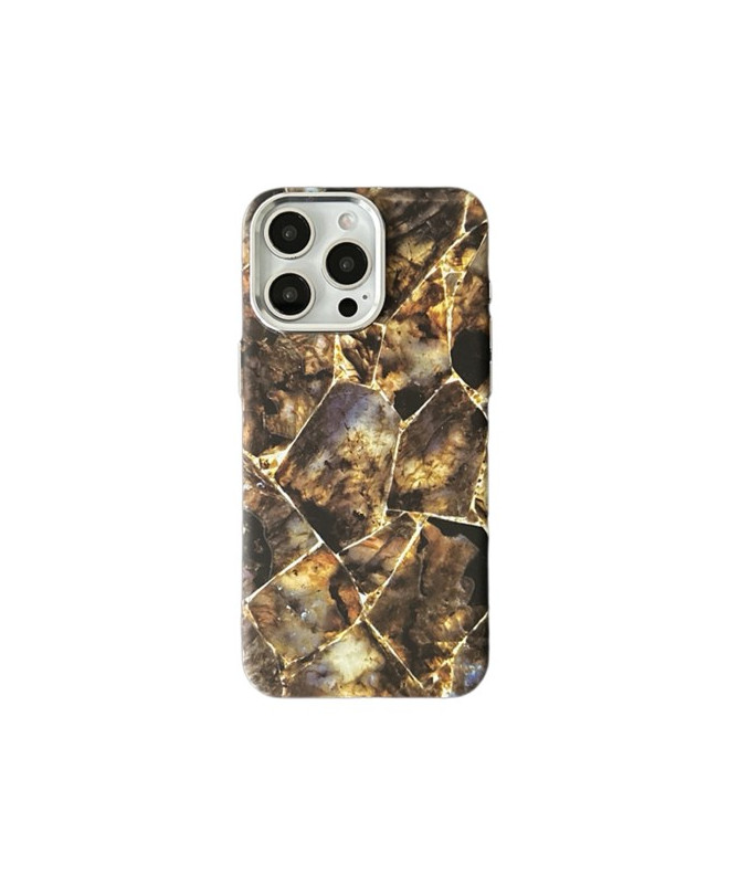 Coque pour iPhone 15 Pro Marbre Doré, Compatible MagSafe