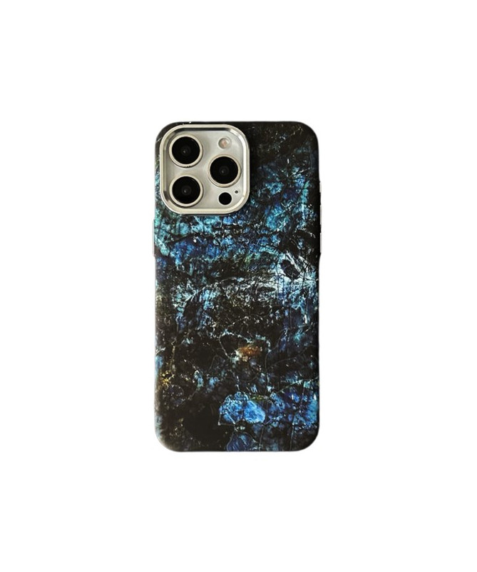 Coque iPhone 15 Pro Marbre Bleu Nuit, Compatible MagSafe