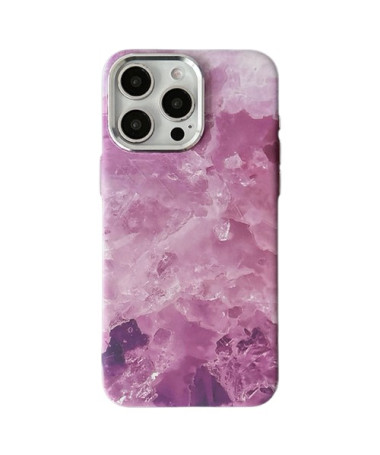 Coque iPhone 15 Pro - Motif Marbre Violet, Compatible MagSafe