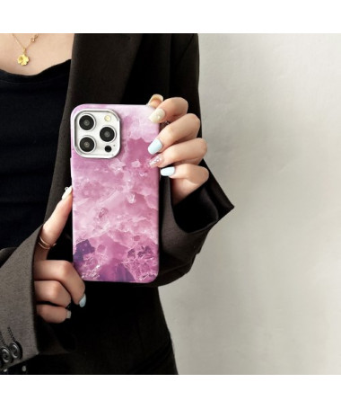 Coque iPhone 15 Pro - Motif Marbre Violet, Compatible MagSafe