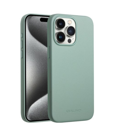 Coque iPhone 15 Pro Cuir QIALINO, Vert