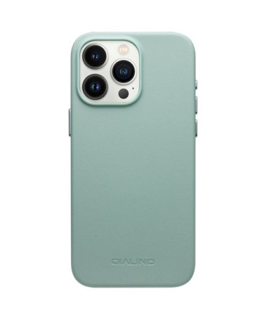 Coque iPhone 15 Pro Cuir QIALINO, Vert