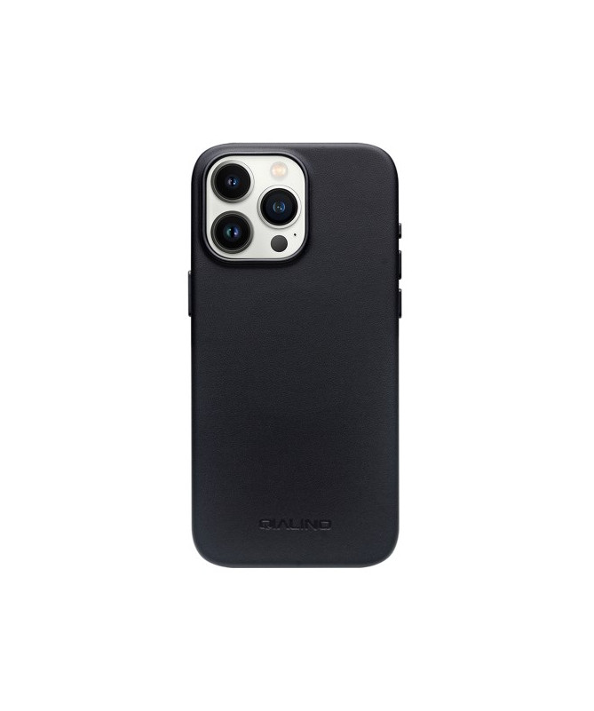 Coque iPhone 15 Pro Cuir QIALINO, Noir