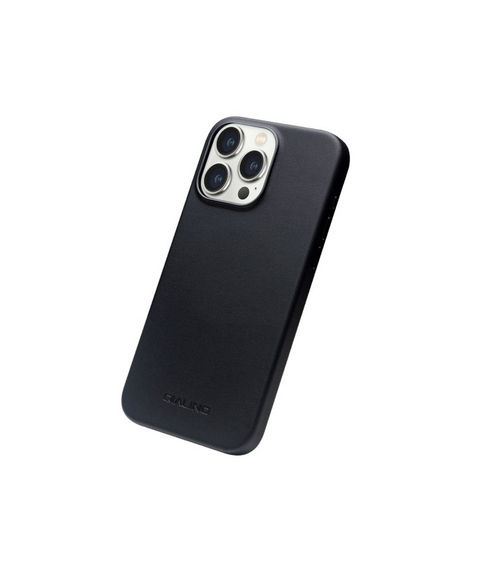 Coque iPhone 15 Pro Cuir QIALINO, Noir