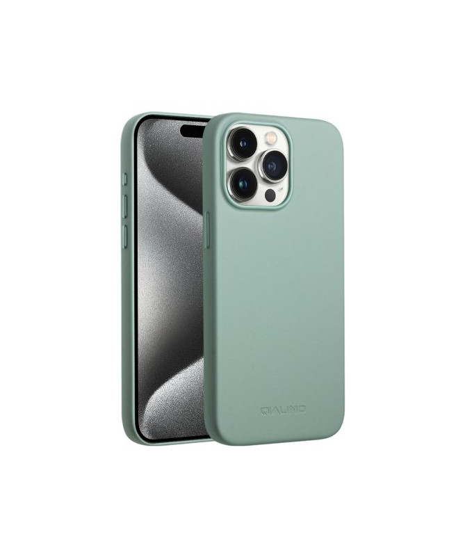 Coque en Cuir QIALINO pour iPhone 15 Pro Max, Vert