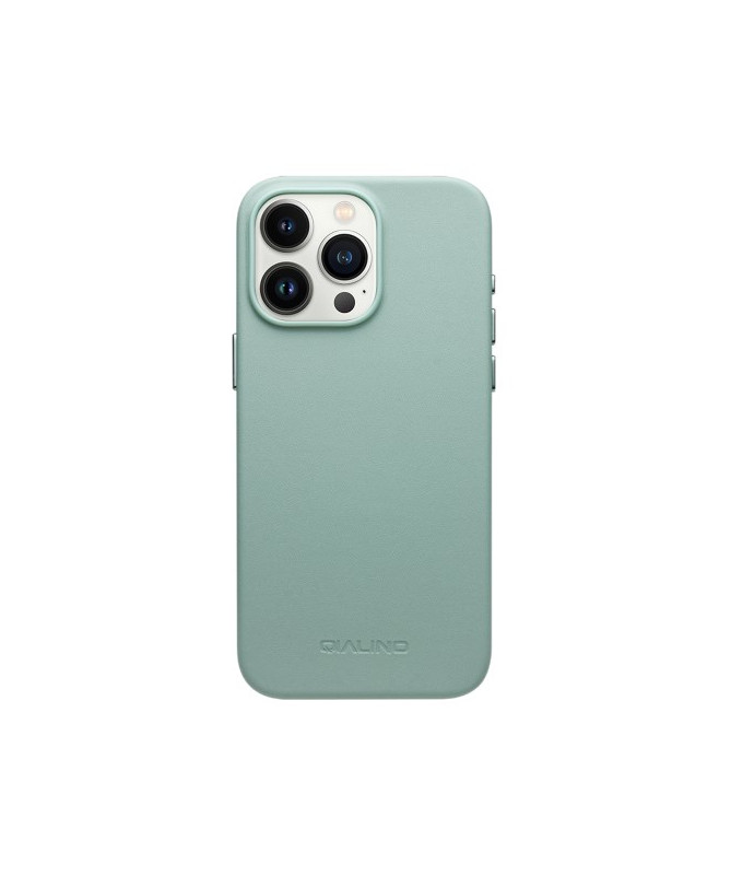 Coque en Cuir QIALINO pour iPhone 15 Pro Max, Vert