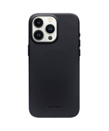 Coque en Cuir QIALINO pour iPhone 15 Pro Max, Noir