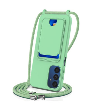 Coque Samsung Galaxy A05s Silicone Liquide à Cordon et Porte-carte - Vert