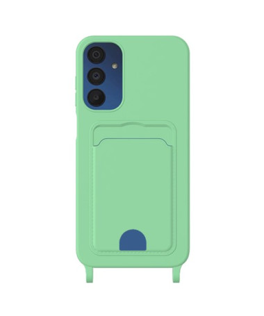 Coque Samsung Galaxy A05s Silicone Liquide à Cordon et Porte-carte - Vert