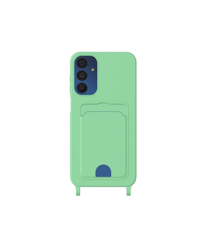 Coque Samsung Galaxy A05s Silicone Liquide à Cordon et Porte-carte - Vert