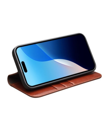 Housse iPhone 16 Pro Max fait main en cuir véritable - Marron