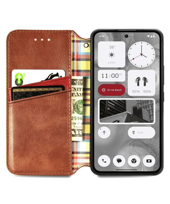 Housse Nothing Phone (2) Portefeuille avec Motif Géométrique