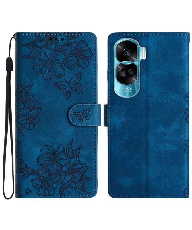 Étui Honor 90 Lite Portefeuille Floral et Papillon