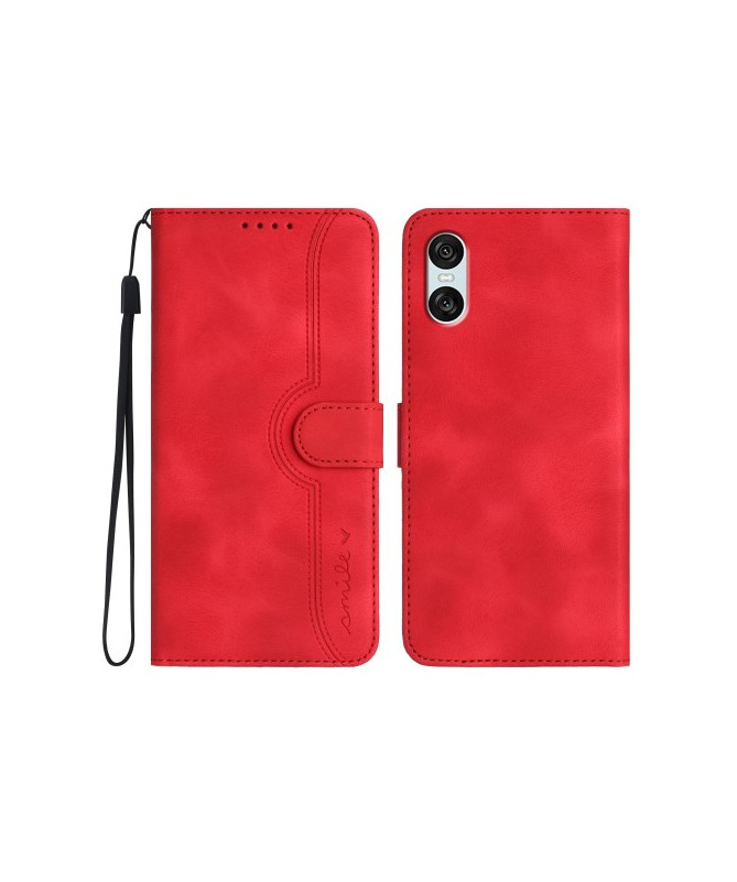 Housse Sony Xperia 10 VI Portefeuille avec Inscription "Smile"
