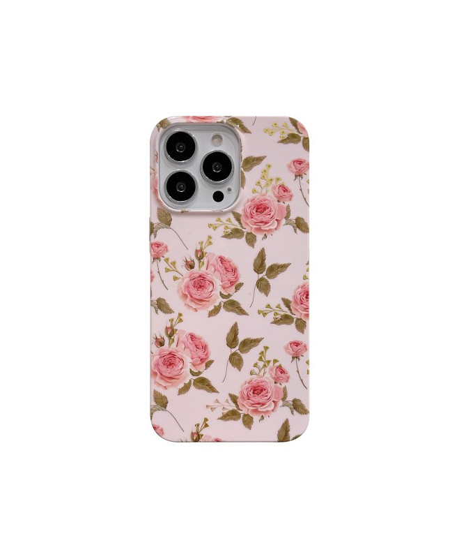 Coque iPhone 15 Pro Roses Romantiques, Compatible MagSafe