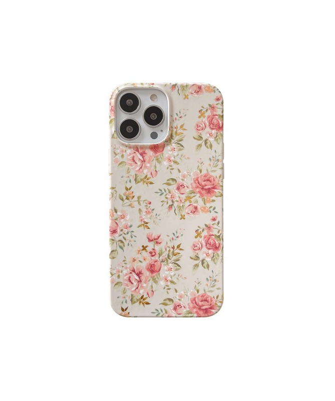 Coque iPhone 15 Pro Jardin de Roses Vintage, Compatible MagSafe