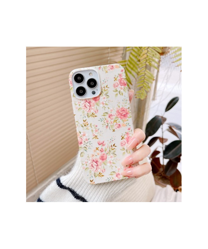 Coque iPhone 15 Pro Jardin de Roses Vintage, Compatible MagSafe