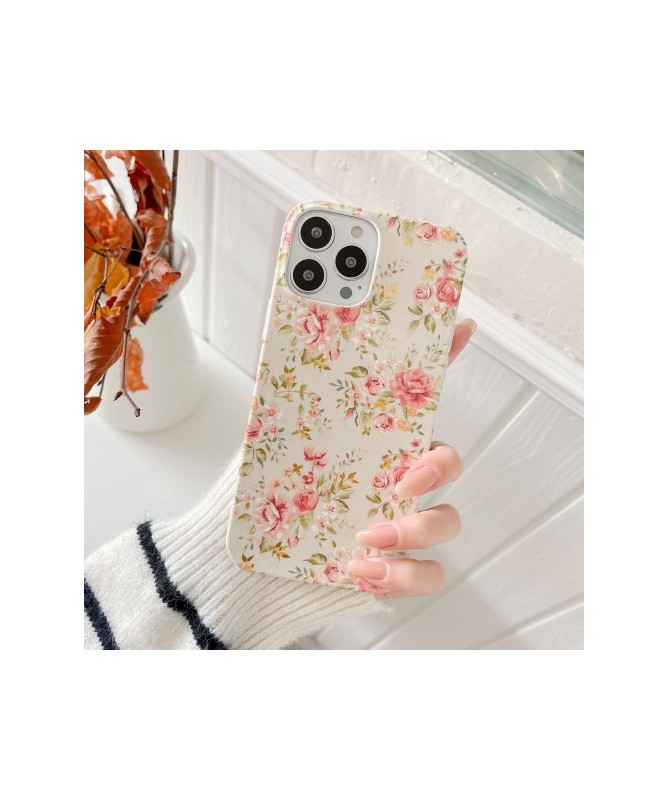 Coque iPhone 15 Pro Jardin de Roses Vintage, Compatible MagSafe