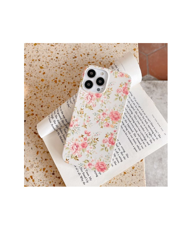 Coque iPhone 15 Pro Jardin de Roses Vintage, Compatible MagSafe