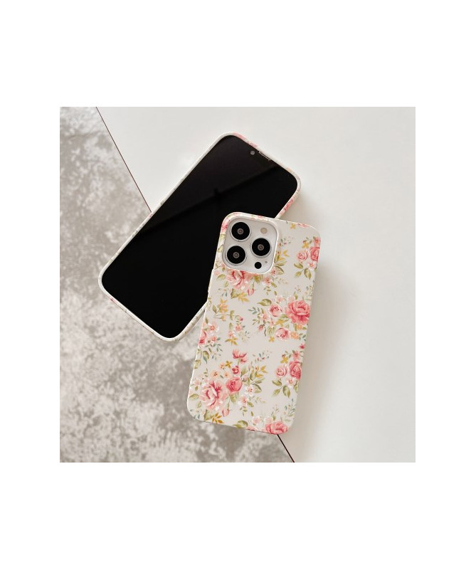 Coque iPhone 15 Pro Jardin de Roses Vintage, Compatible MagSafe