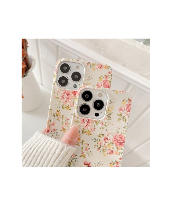 Coque iPhone 15 Pro Jardin de Roses Vintage, Compatible MagSafe