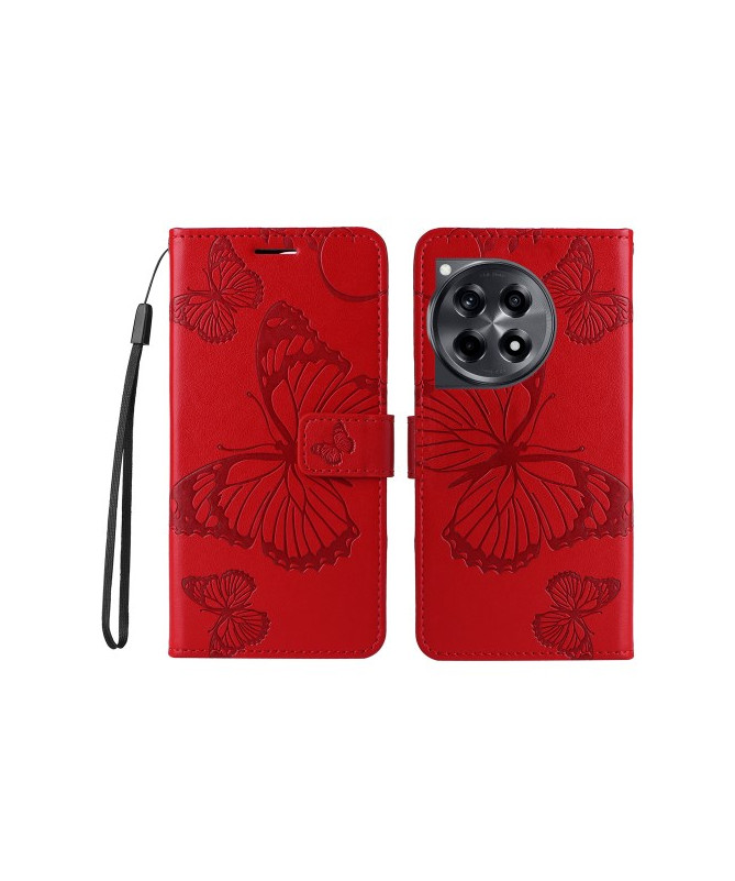 Housse OnePlus 12R Papillons fonction support - Rouge