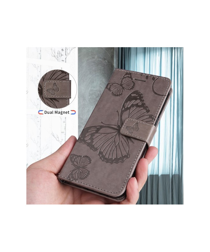 Housse OnePlus 12R Papillons fonction support - Gris