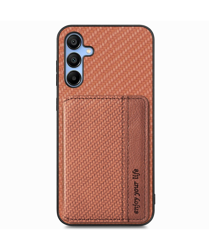 Coque Samsung Galaxy A35 5G avec Texture Fibre de Carbone Porte-Cartes