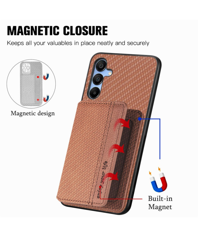 Coque Samsung Galaxy A35 5G avec Texture Fibre de Carbone Porte-Cartes