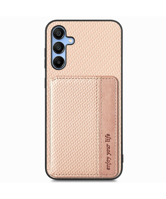 Coque Samsung Galaxy A35 5G avec Texture Fibre de Carbone Porte-Cartes