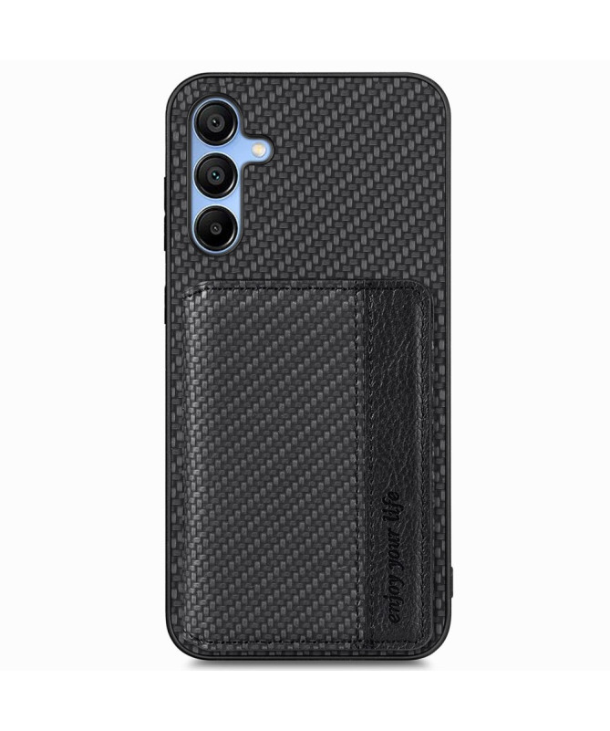 Coque Samsung Galaxy A35 5G avec Texture Fibre de Carbone Porte-Cartes