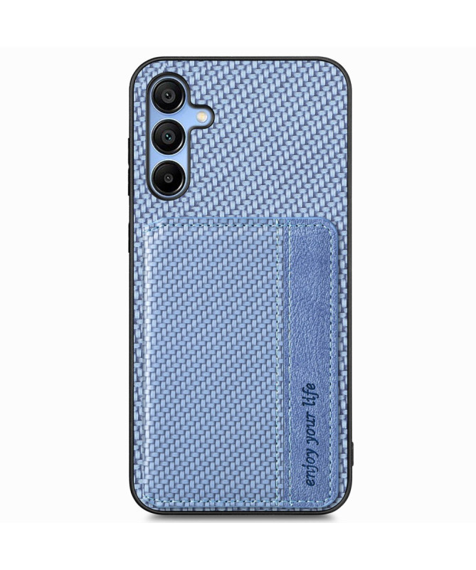 Coque Samsung Galaxy A35 5G avec Texture Fibre de Carbone Porte-Cartes