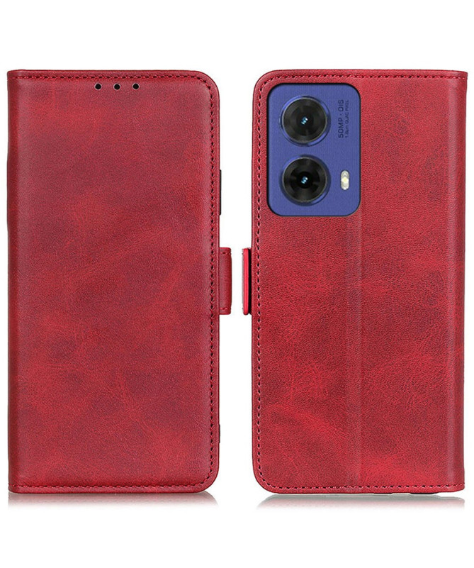 Housse Moto G85 5G portefeuille revêtement simili cuir mat