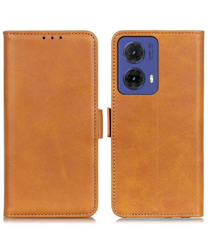 Housse Moto G85 5G portefeuille revêtement simili cuir mat