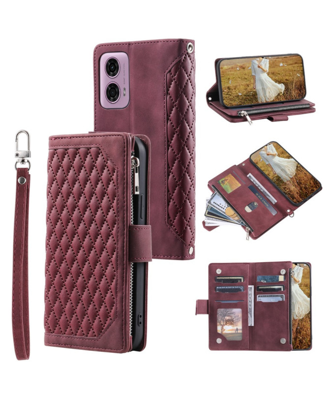 Housse Moto G85 5G Design Losange à Lanière