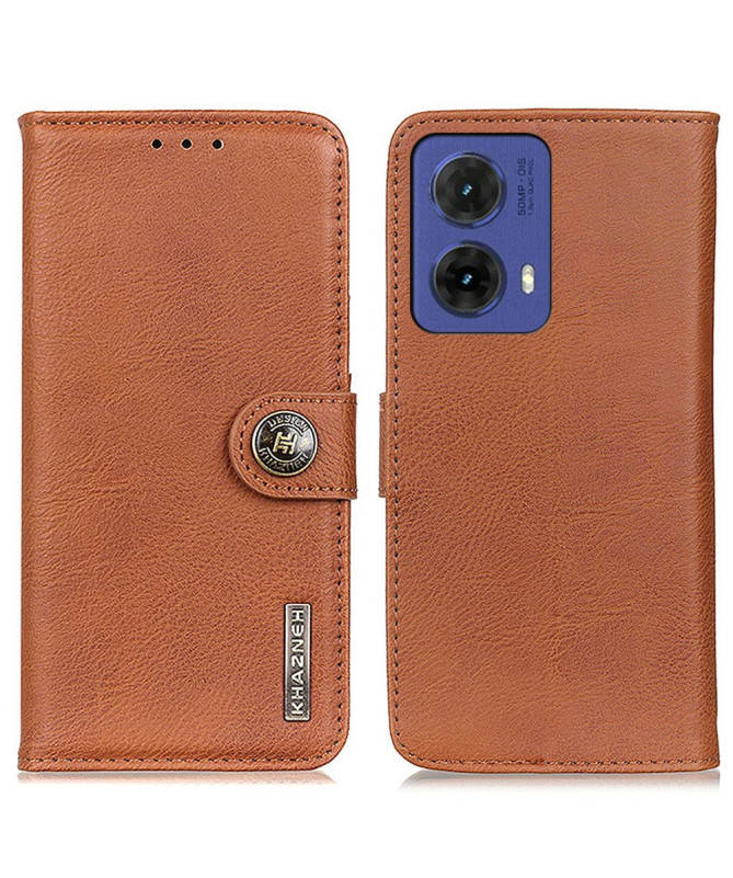 Housse Moto G85 5G imitation cuir rétro