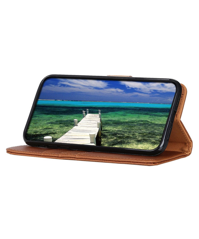 Housse Moto G85 5G imitation cuir rétro