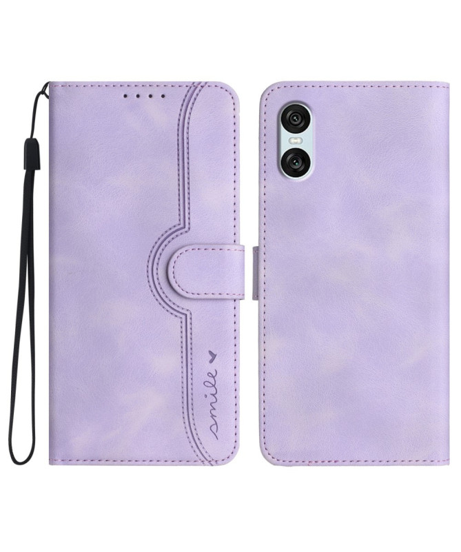 Housse Sony Xperia 10 VI Portefeuille avec Inscription "Smile"