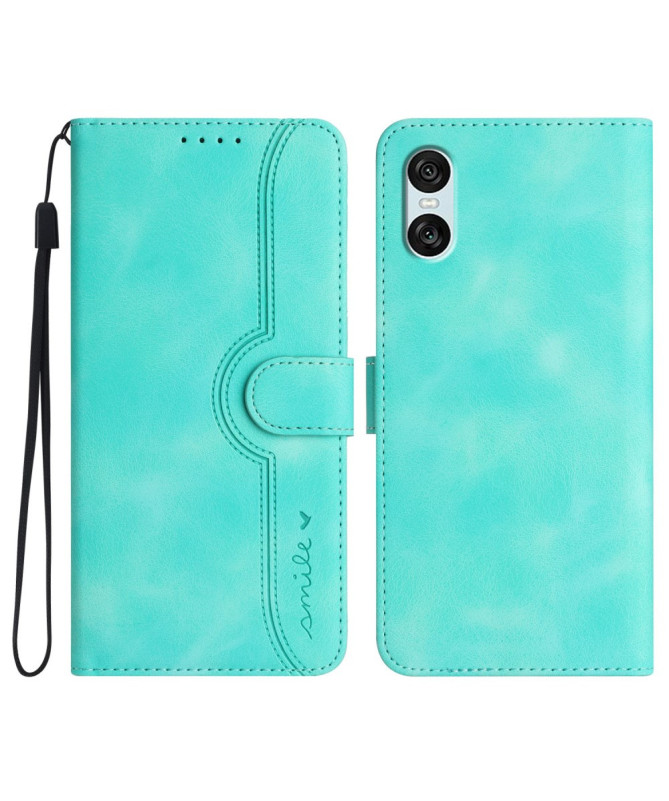Housse Sony Xperia 10 VI Portefeuille avec Inscription "Smile"